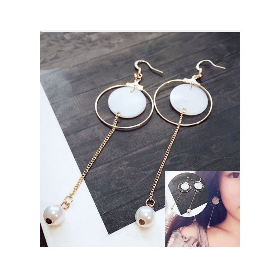 Bông tai hình tròn dáng dài trẻ trung BT105