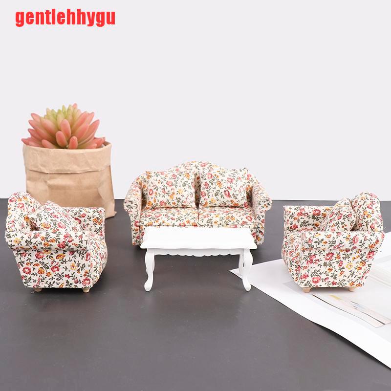 Set 4 Bàn Ghế Gỗ Đồ Chơi Búp Bê Tỉ Lệ 1: 12