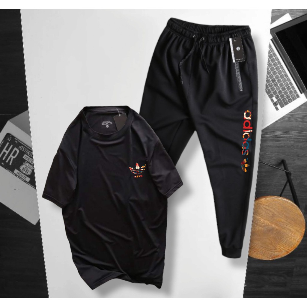 Set bộ quần áo nam bigsize màu đen in - 80-130kg