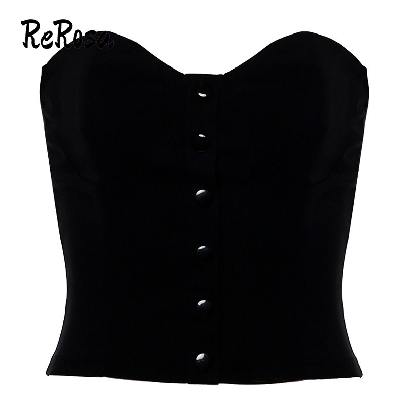 Rerosa Áo Ống Màu Trơn Trễ Vai Cài Nút Thời Trang Quyến Rũ Cho Nữ | BigBuy360 - bigbuy360.vn