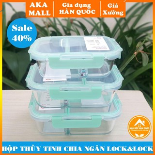 Hộp đựng thực phẩm bằng thủy tinh chia 2-3 ngăn chịu nhiệt Lock&lock LLG456 -LLG457 - LLG458 [Chính hãng] .