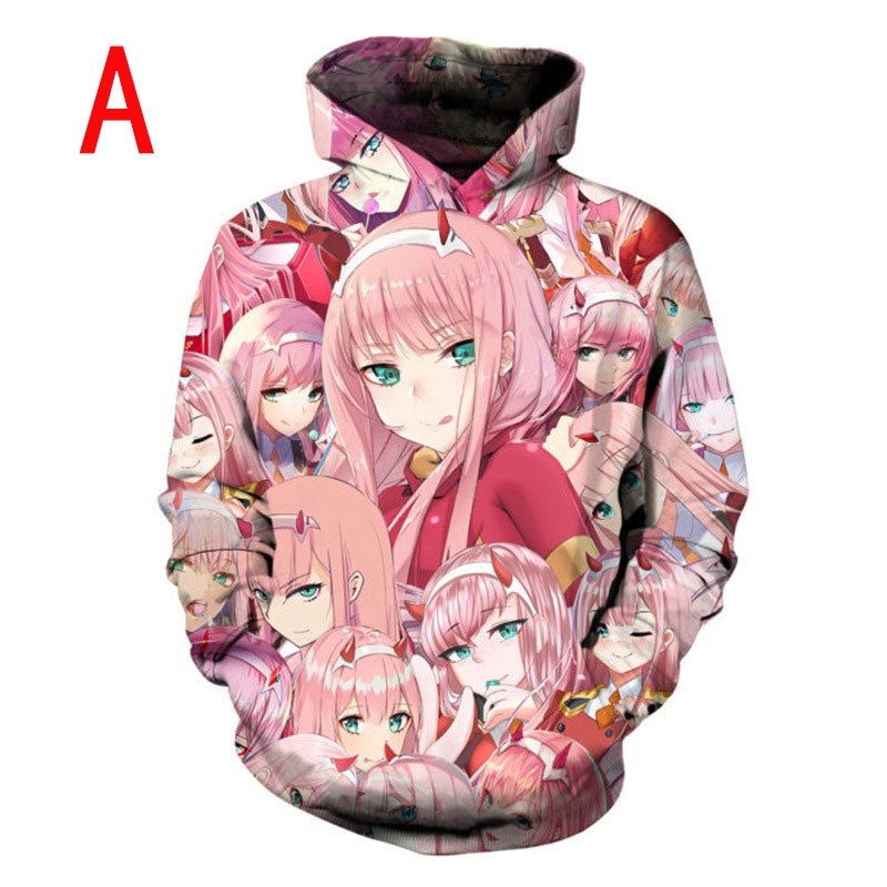 Áo Hoodies nam tay dài in hình nhân vật Anime DARLING in the FRANXX 02 ZERO TWO Ahegao 3D