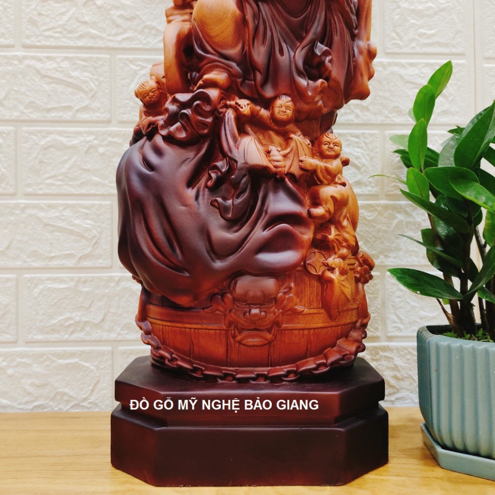 Tượng phật di lặc gỗ hương cao 50 cm phun giả cổ