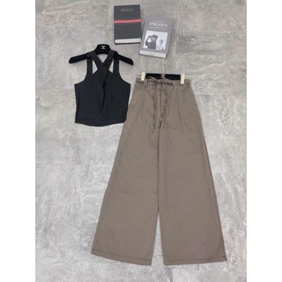 Quần ống rộng nữ cạp cao thắt nơ lưng dáng đứng nhiều màu hàng đẹp