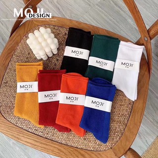 Tất trơn cao cổ Moji vintage Hàn Quốc nhiều màu