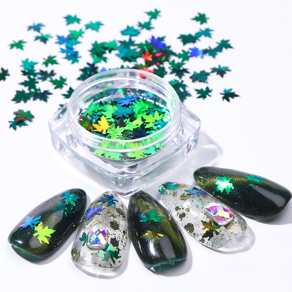 EUCAP Manicure Nail Art Decor Iridescent Multicolor Leaf|Nail Sequins