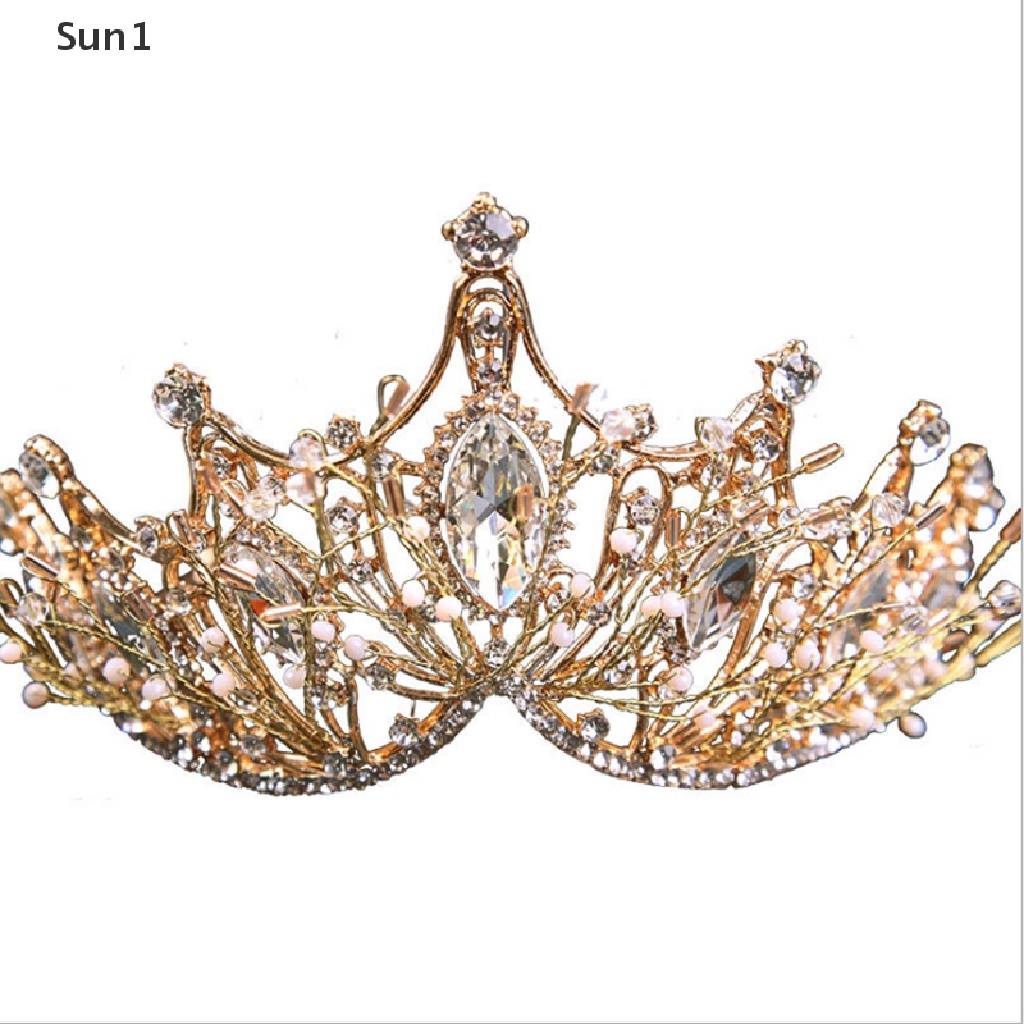 Sun1 &gt; Vương Miện Cô Dâu Đính Đá Quý Nhân Tạo Phong Cách Baroque Thời Trang