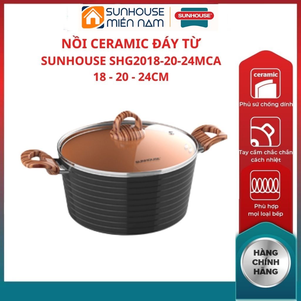 (HCM Giao 2H) Nồi bếp từ Ceramic SHG2018MCA SHG2020MCA SHG2024MCA SUNHOUSE thiết kế các chi tiết vân