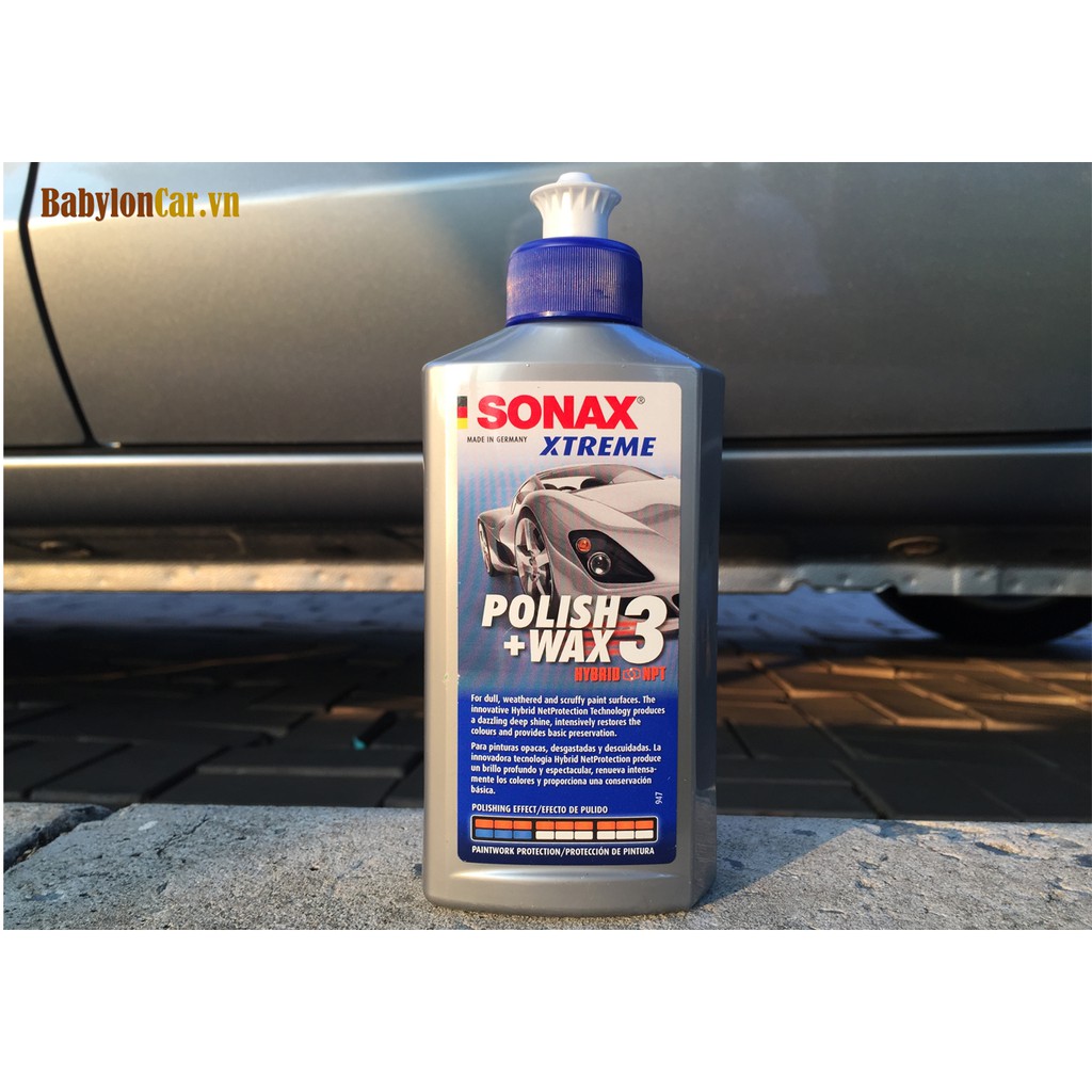 Gel xóa xước đánh bóng bề mặt sơn Ôtô Sonax Xtreme Wax 3 in 1 Hybit NPT