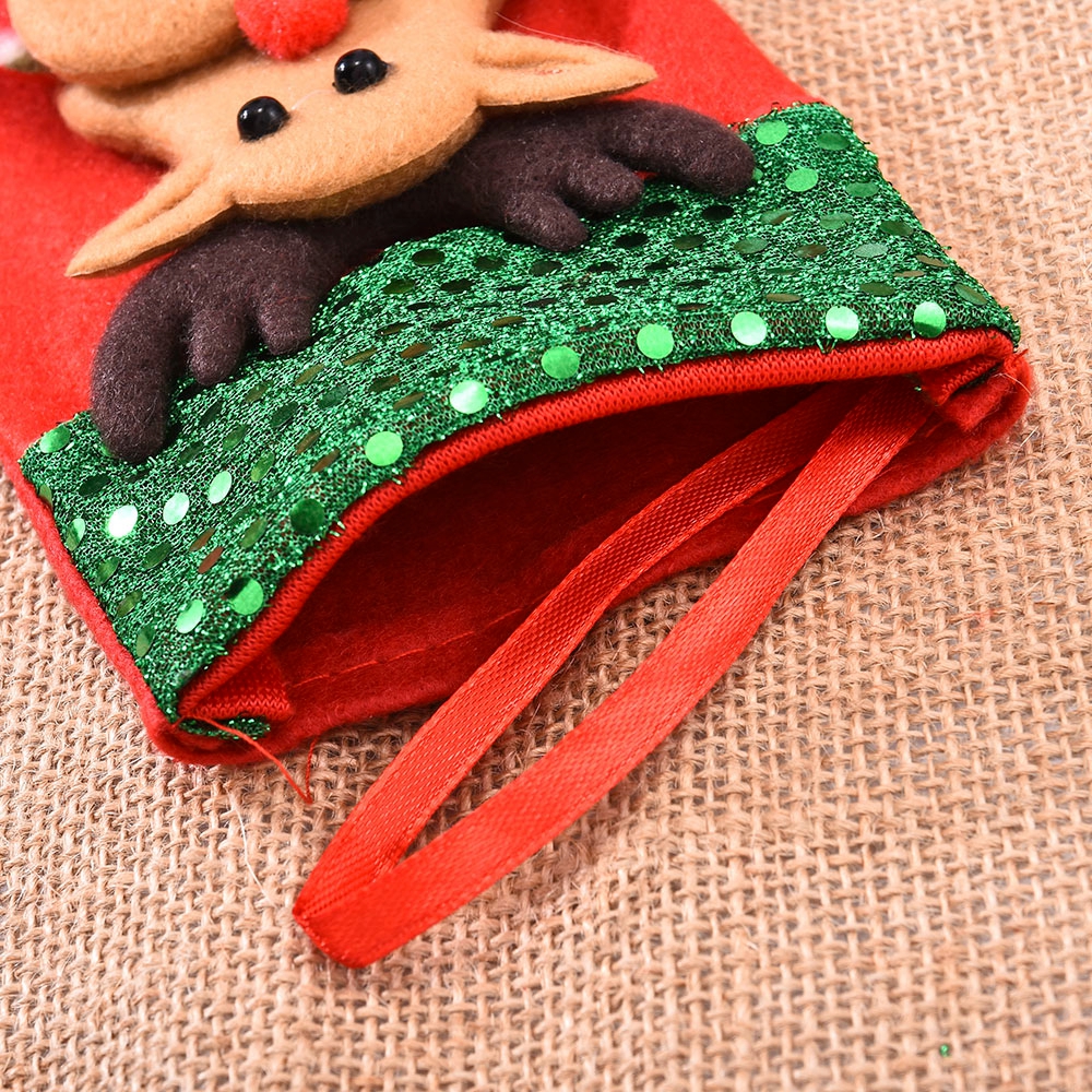 Túi đựng quà giáng sinh treo tường trang trí phối kim sa