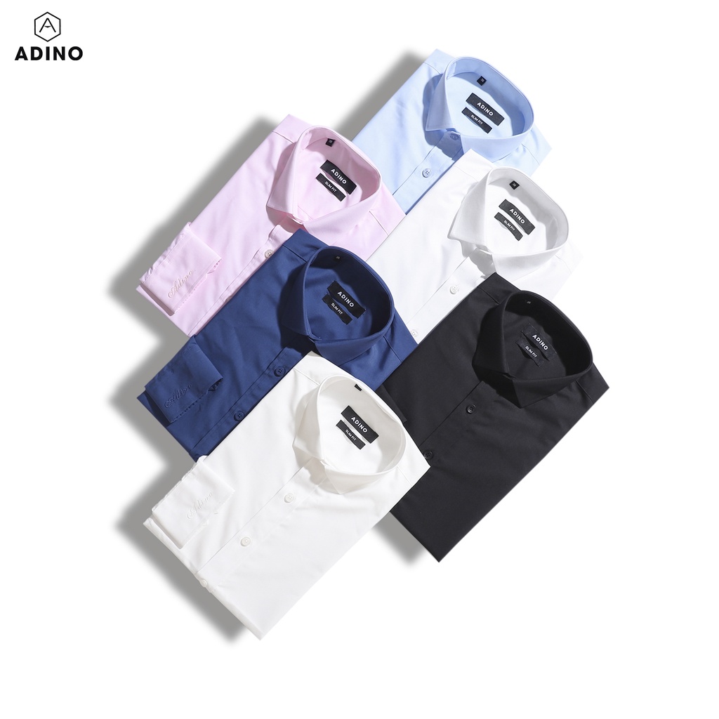 Áo sơ mi nam hàn quốc màu trắng tinh ADINO vải nến lụa sợi sồi mềm mịn dáng slimfit công sở hơi ôm trẻ trung SM02