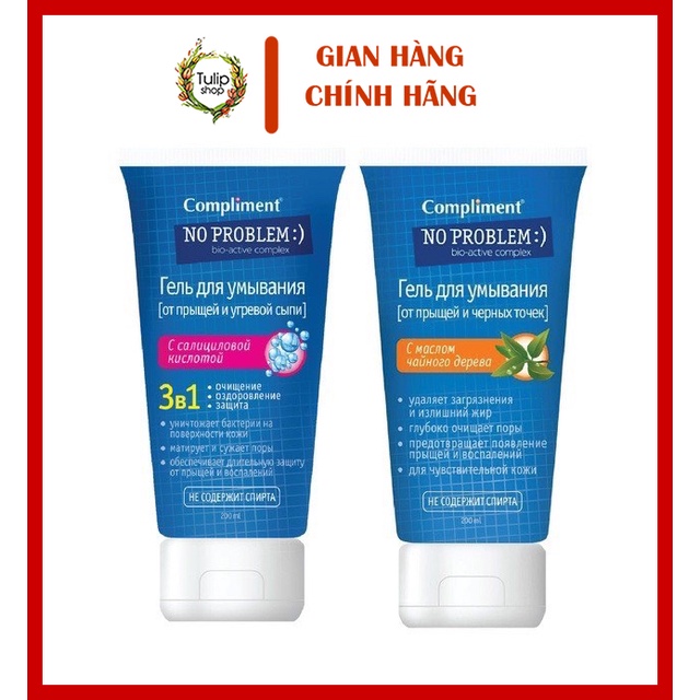 Gel rửa mặt Compliment No Problem giảm viêm, mụn 200ml