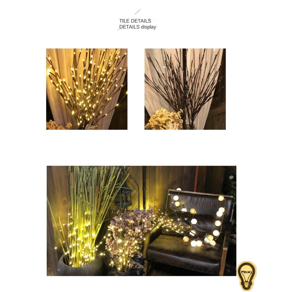 Chùm cành cây giả gắn đèn led độc đáo dùng trang trí Lễ Tết, làm đèn decor .