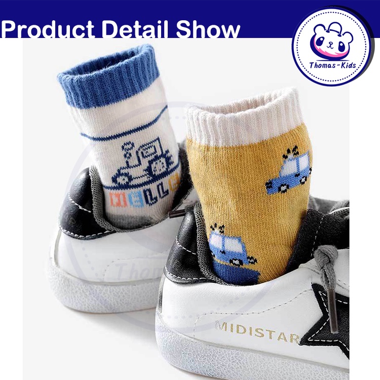 Set 5 Đôi Tất Thấm Hút Mồ Hôi 1-12 Tuổi Chất Liệu 100% Cotton Thoáng Khí Thoải Mái Cho Bé