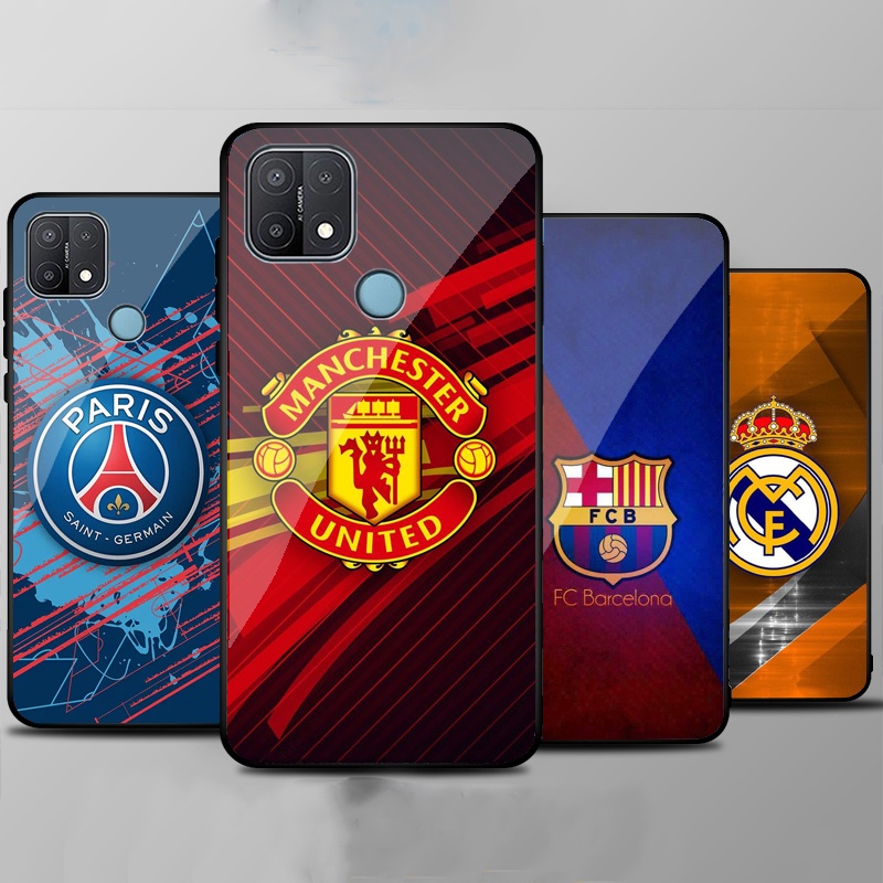 Ốp Lưng OPPO A15/A15s mặt kính cường lực cao cấp In hình Câu Lạc Bộ Bóng Đá