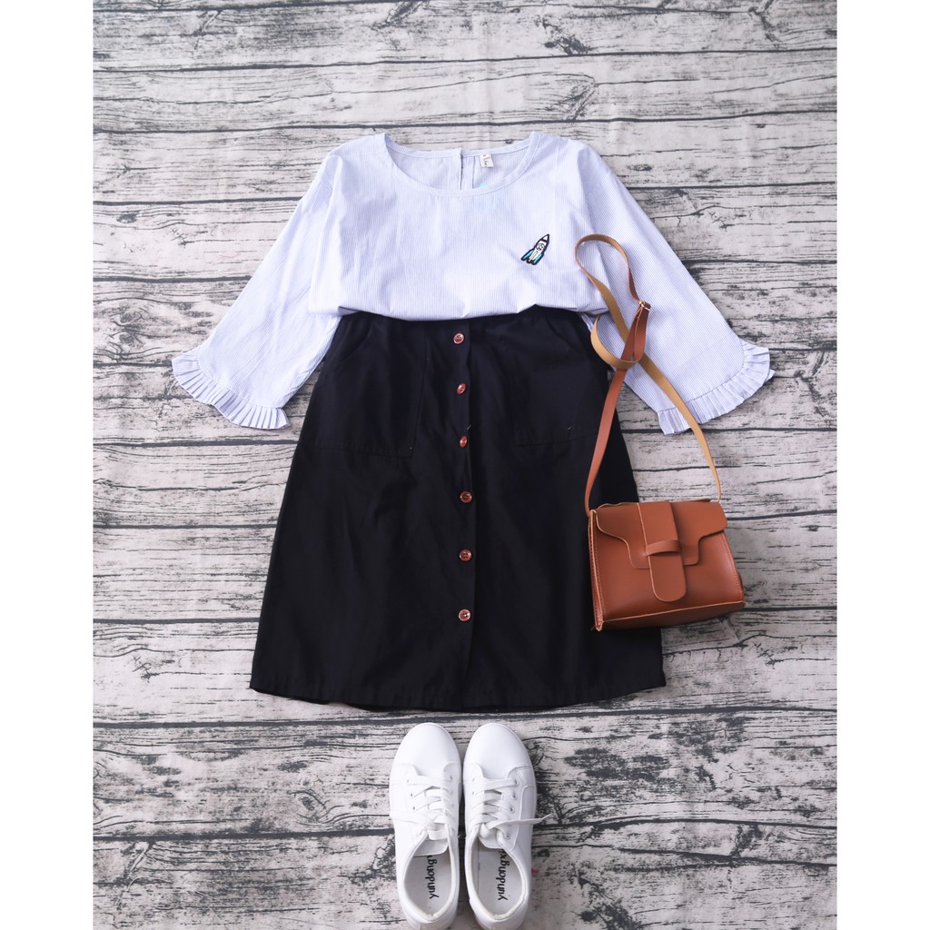 ÁO SƠ MI SỌC TAY LỬNG NHÚN BÈO