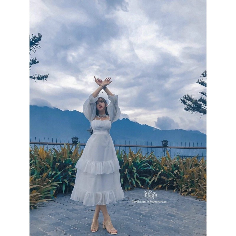 ĐẦM MAXI TRẮNG TRỄ VAI (KÈM VIDEO HÌNH THẬT) | BigBuy360 - bigbuy360.vn