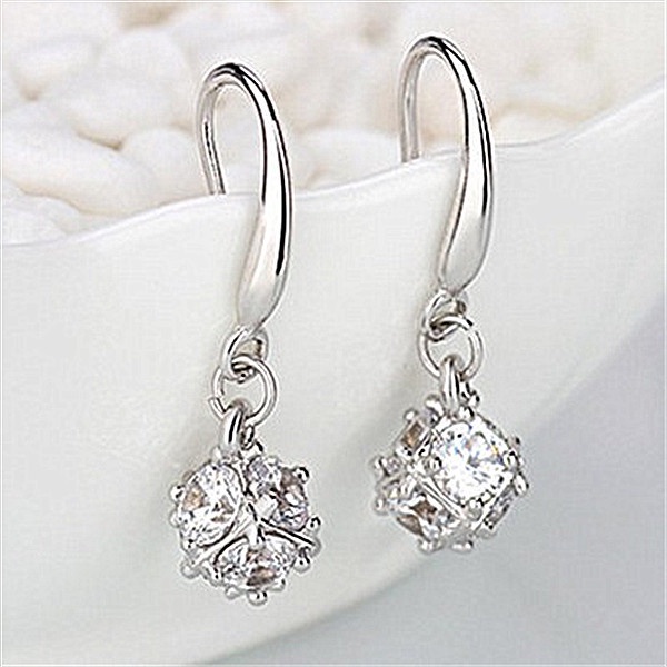 Khuyên Tai Bạc 925 Dáng Dài Đính Đá Zircon Phong Cách Hàn Quốc Cao Cấp Cho Nữ-S1