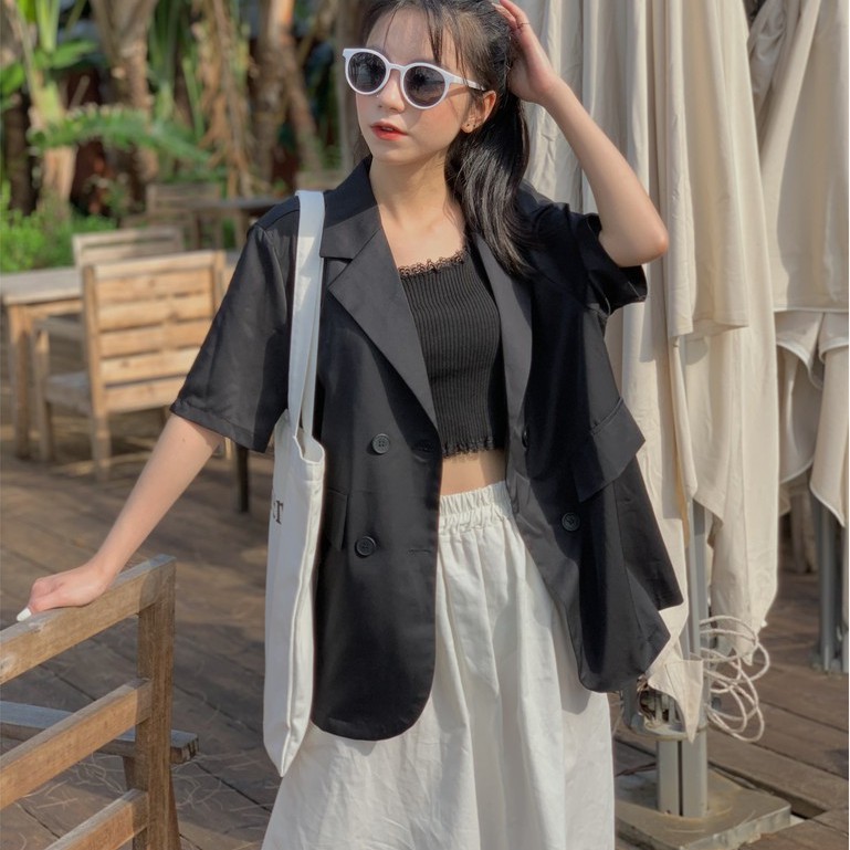 áo blazer một lớp ngắn tay mùa hè SA424 1994closet