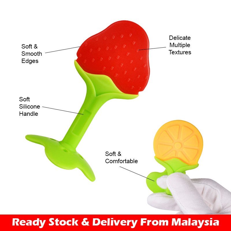 Đồ Chơi Ngậm Mọc Răng Bằng Silicon Cho Bé kiểu dáng trái cây dành cho trẻ em đang mọc răng tiện lợi