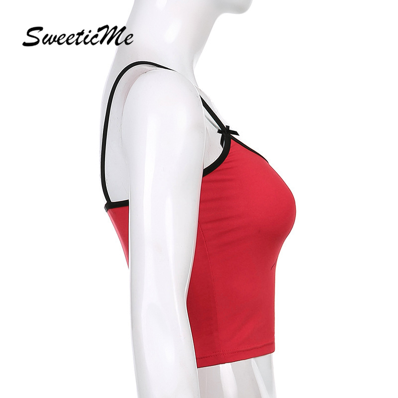 SweeticMe Women's 2021 New Rose Print Contras Bow Sexy Slim Vest | BigBuy360 - bigbuy360.vn