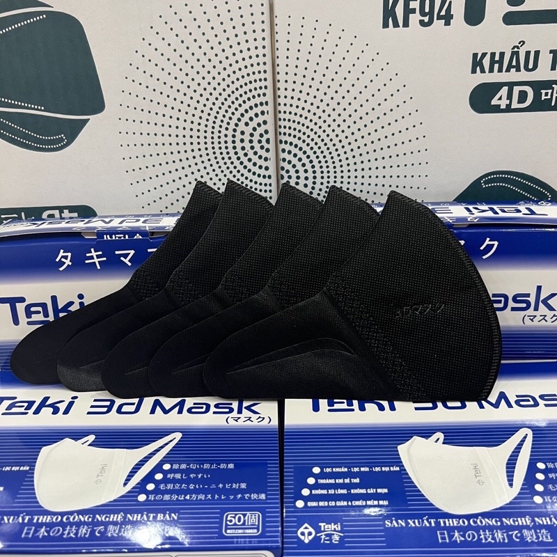 [Màu Đen] Hộp 50 cái Khẩu trang 3D Taki Mask công nghệ Nhật Bản,Hàng chính hãng