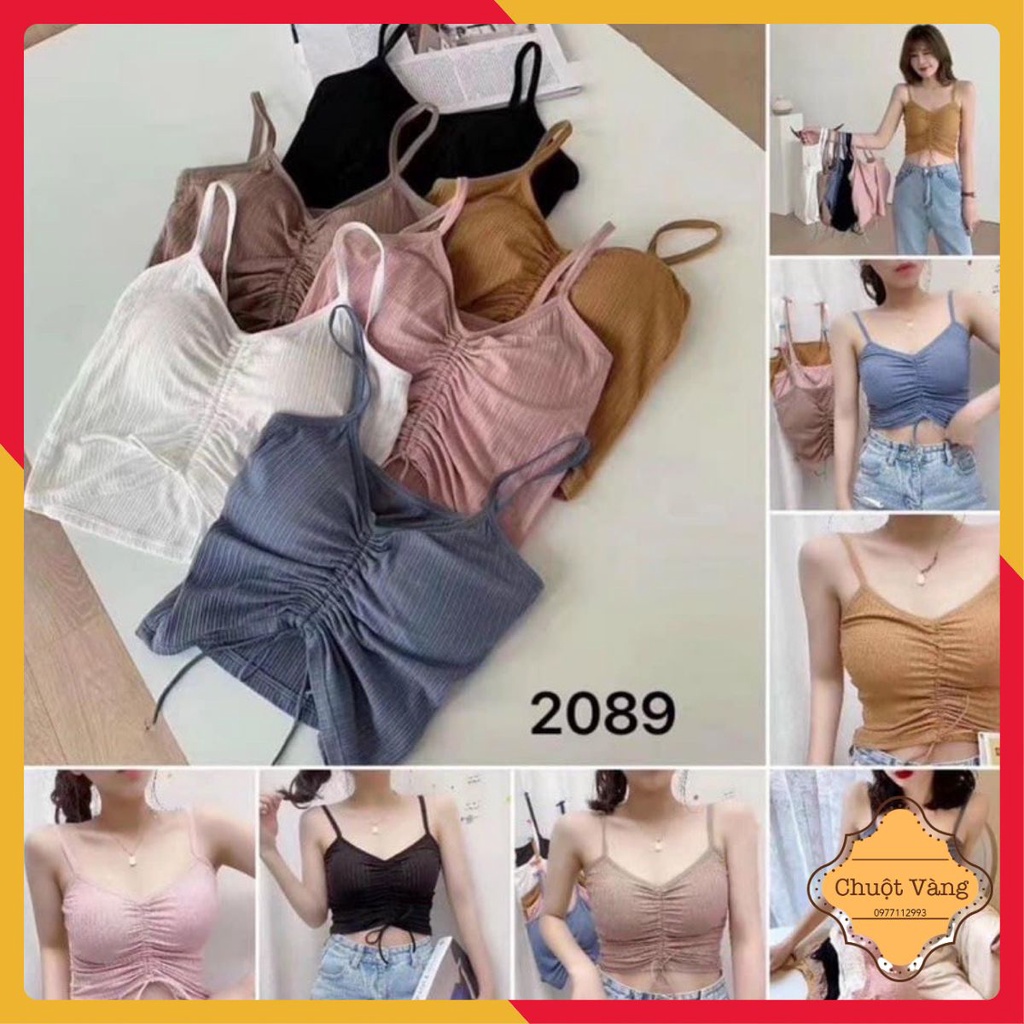 ÁO 2 DÂY CROPTOP NHÚN NGỰC 2089