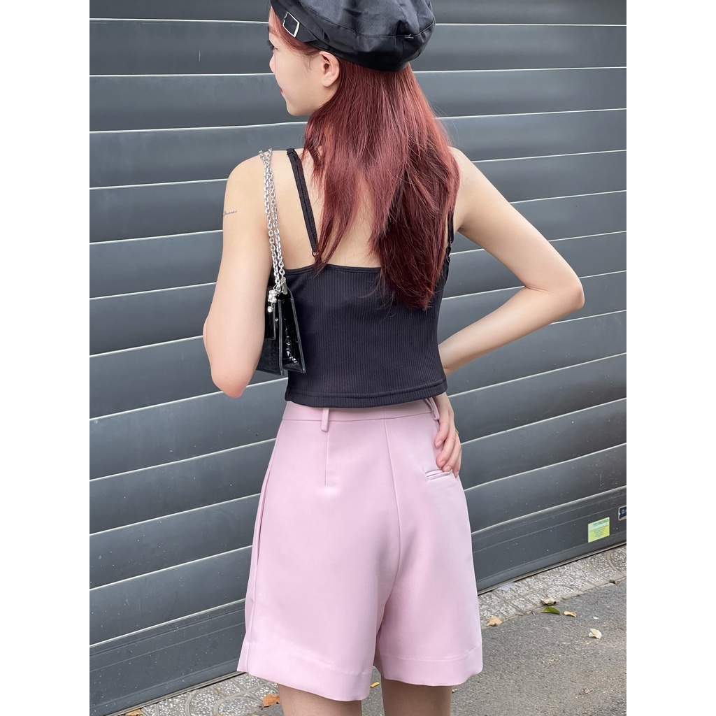 [Mã BMLTA50 giảm đến 50K đơn 99K] Quần short lưng cao cơ bản xếp 1 ly túi xéo thời trang GAGO GO3955