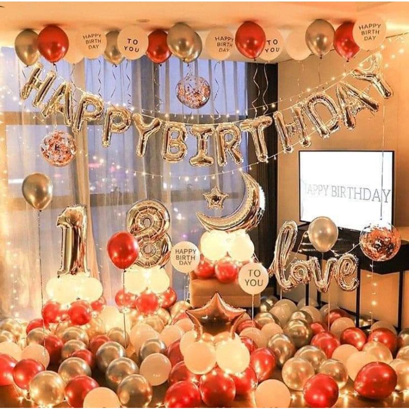 { Tặng kèm bơm tay keo dán ) Sét trang trí sinh nhật người lớn