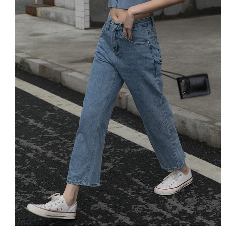 Quần Jeans Lưng Cao Ống Đứng Thời Trang Xuân Thu 2020 Xinh Xắn Dành Cho Nữ