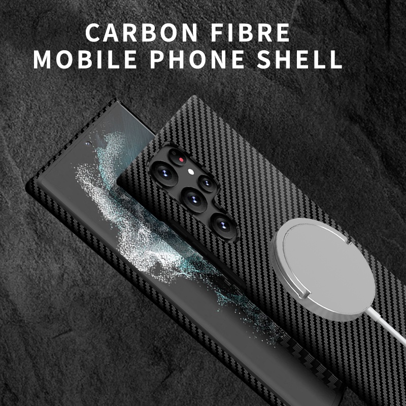 Ốp Điện Thoại Sợi Carbon Siêu Mỏng Từ Tính Chống Sốc Cho Samsung S22 S21 Ultra S22 S21 Plus