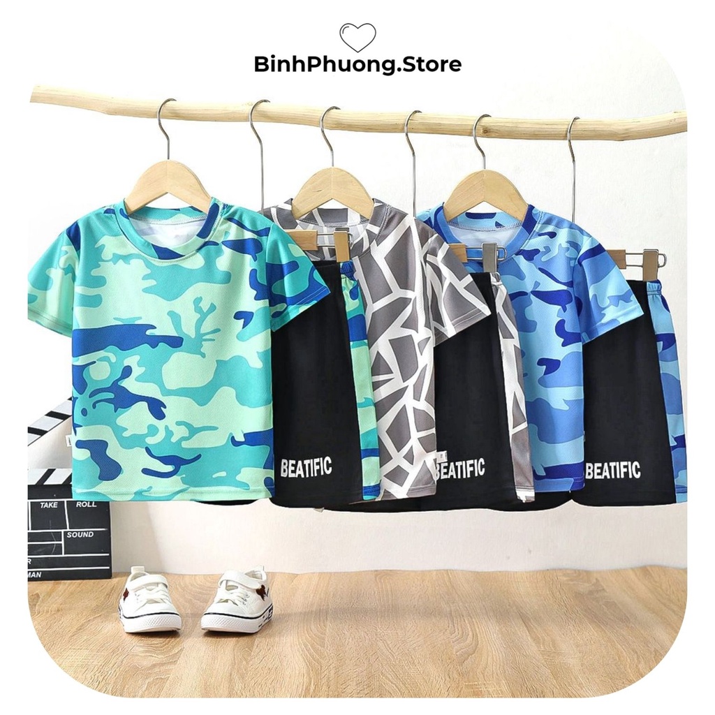Bộ thể thao bé trai thông hơi cộc tay Binhphuong.Store M46 Đồ bộ mùa hè size nhí trung đại cho bé từ 2 3 4 5 6 7 8 tuổi