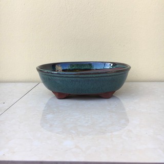 Chậu sen đá Chậu bonsai ovan mini men hỏa biến gốm Bát tràng 1 size BM-24 re00