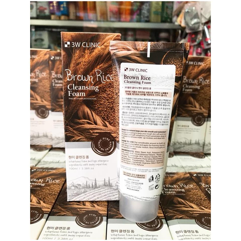 SỮA RỬA MẶT GẠO BROWN RICE FOAM CLEANSING - 3W CILINIC HÀN QUỐC