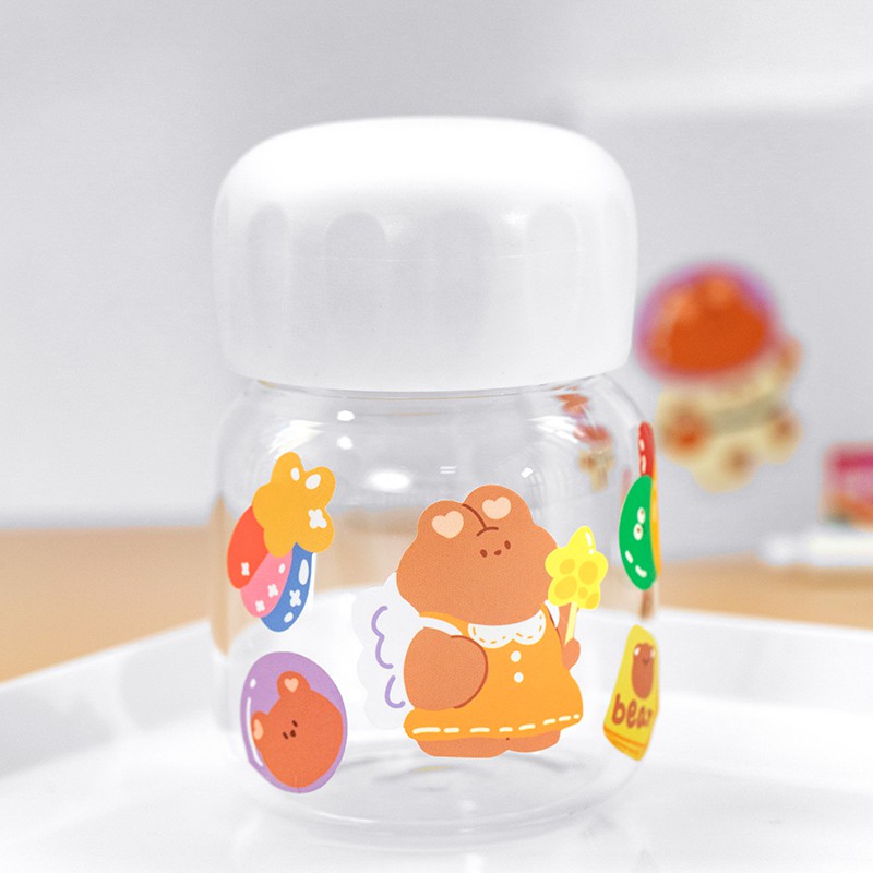 Tấm sticker Wenshu Rainbow Lele bear hình dán trang trí sổ tay | BST085