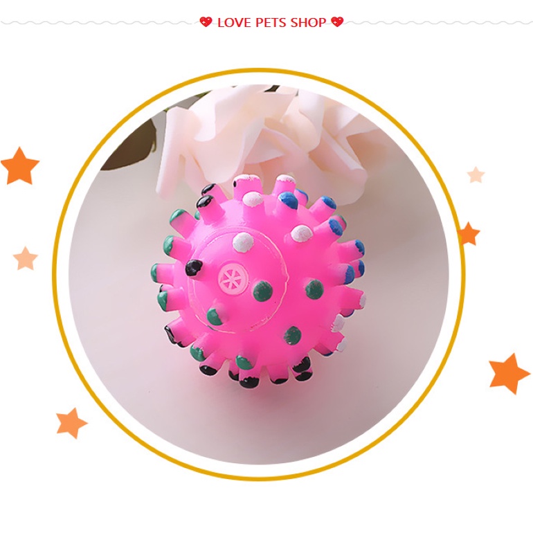 ĐỒ CHƠI GẶM CHO CHÓ MÈO, QUẢ CẦU GAI CÓ KÈN KÊU 6.5CM - LOVE PETS SHOP