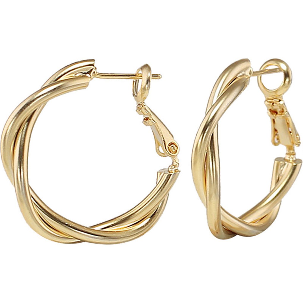 Khuyên Tai Hợp Kim Dạng Xoắn Mạ Vàng / Bạc Thiết Kế Thời Trang