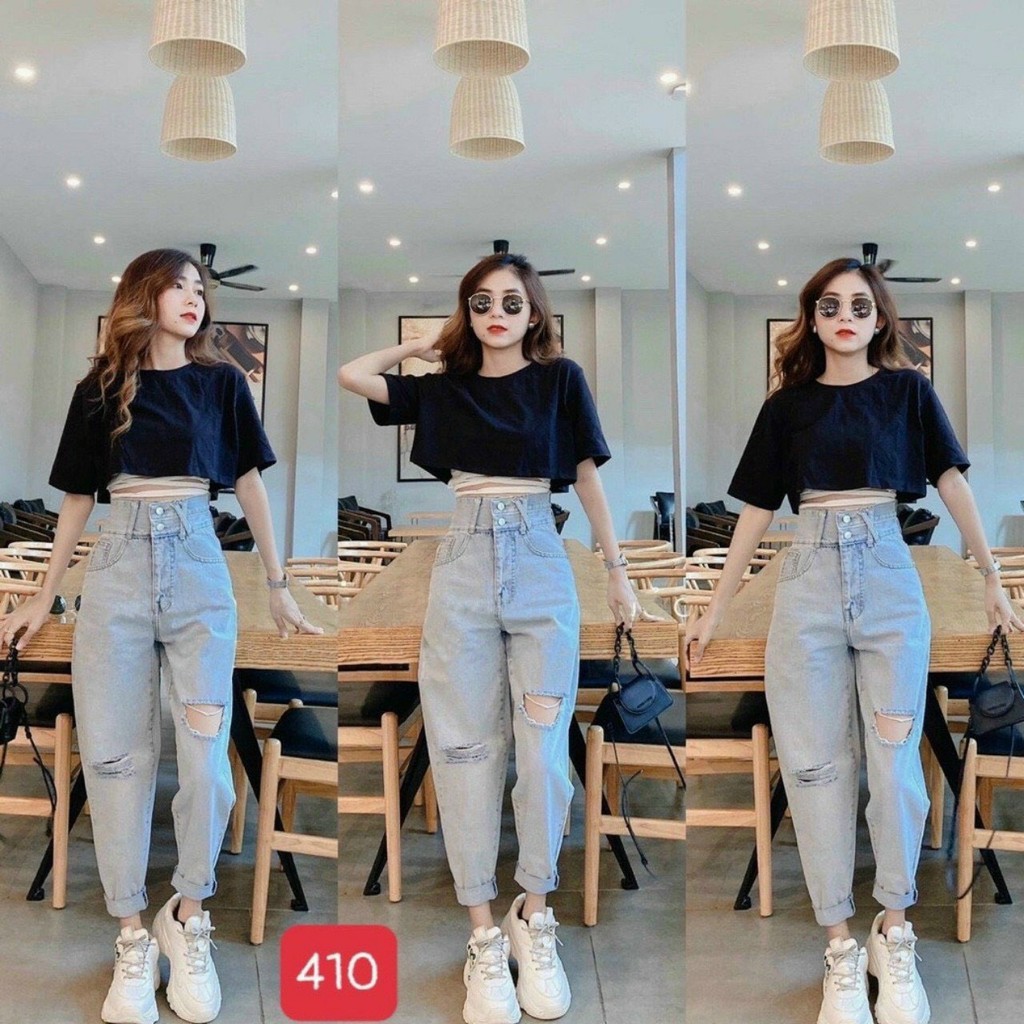 Quần baggy jean nữ đẹp giá rẻ lưng cao chất jean mềm mịn cao cấp thời trang AMISHASHOP98 AMSAll