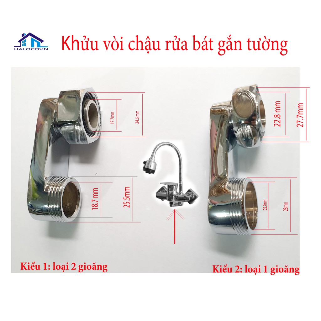 Khửu vòi chậu rửa bát gắn tường