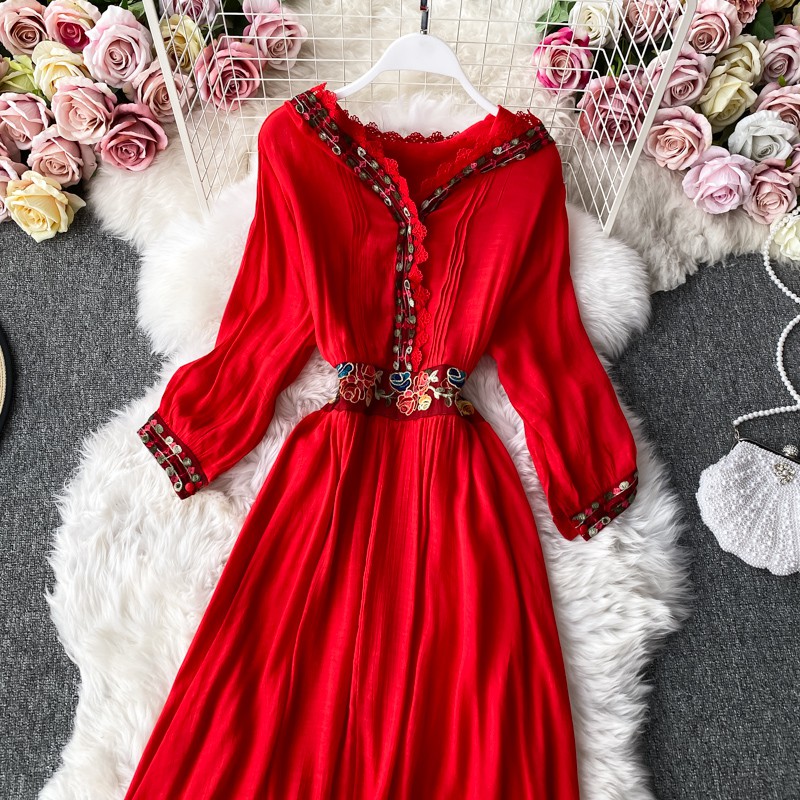 Vát matxi tay loe form xòe rộng phối ren bên trong, hàng thiết kế bohemian boho | BigBuy360 - bigbuy360.vn