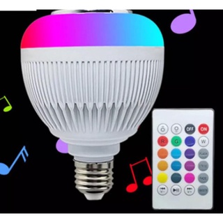 Đèn LED 12 màu kết hợp loa bluetooth âm bass siêu trầm bóng đèn led 7 màu kèm loa bluetooth có điều khiển đi kèm