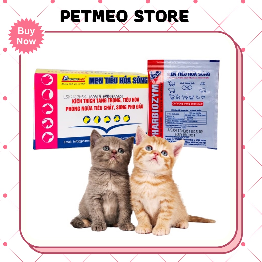 [Bán lẻ gói] Men tiêu hóa sống cho chó mèo PHARBIOZYM - PETMEO