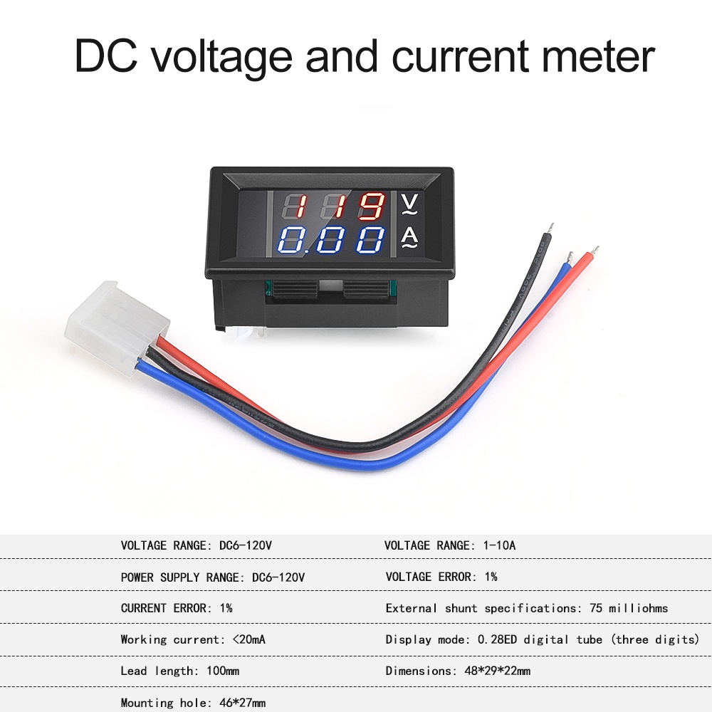 ZIQQUCU Đồng Hồ Đo Điện Áp Kỹ Thuật Số DC120V 10 / 50 / 100A