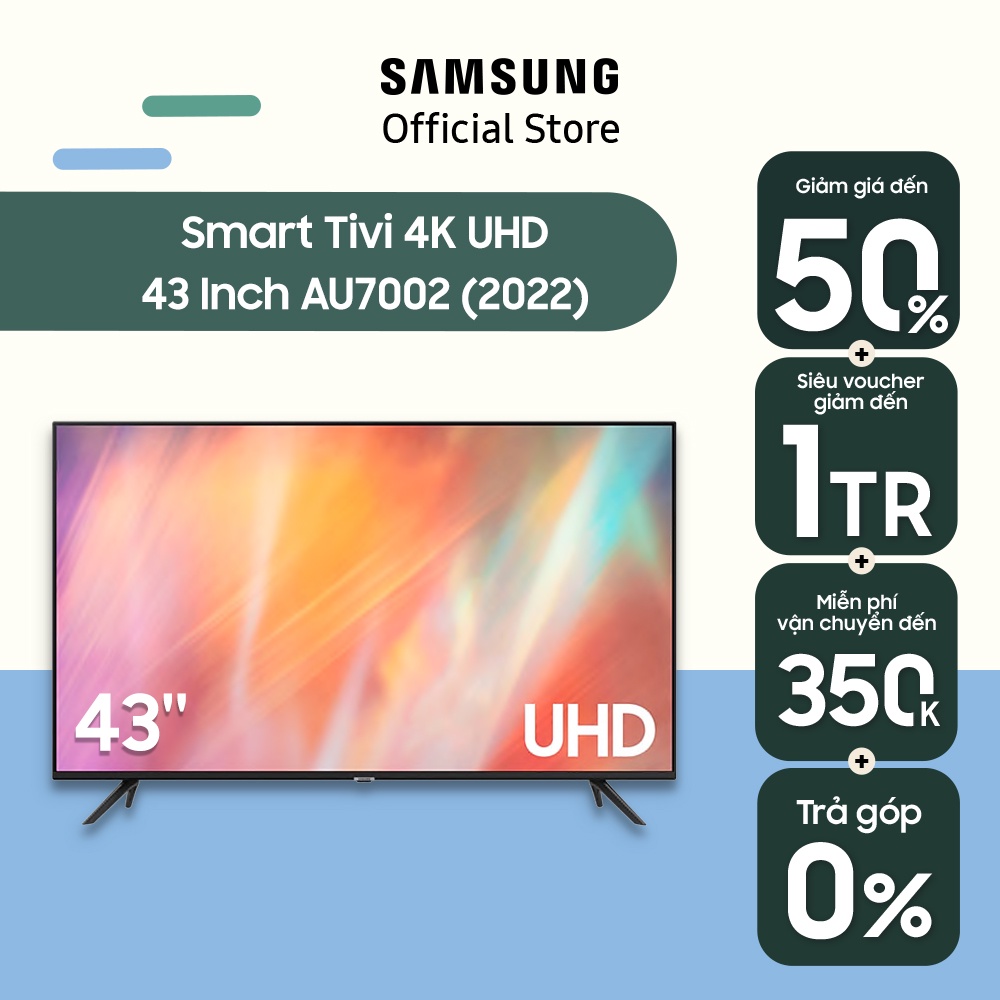 Smart Tivi Samsung 4K UHD 43 Inch UA43AU7002KXXV - Miễn phí lắp đặt