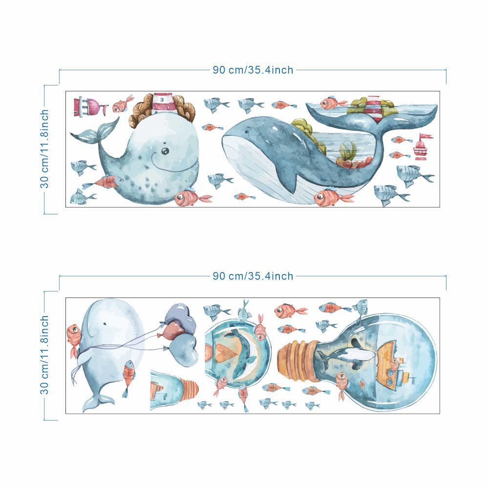 Giấy Dán Tường Họa Tiết Cá Heo Đại Dương Hoạt Hình Trang Trí Phòng Bé