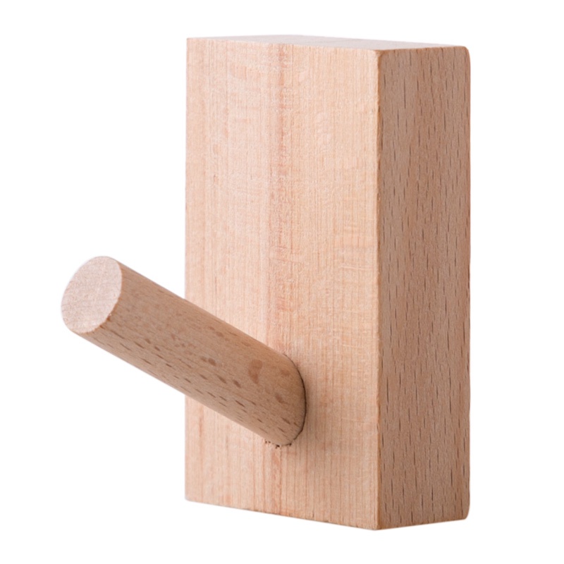 Set 1-5 móc treo quần áo JUJIAJIA tùy chọn dán tường bằng gỗ chắc chắn không cần khoan lỗ tiện lợi