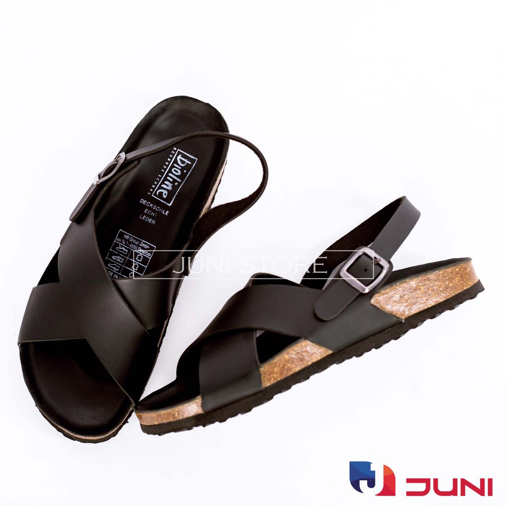 [DA PU-CHỐNG NƯỚC] PU11- Dép sandal quai hậu chéo Unisex da PU, đế trấu Bioline Birken - Xuất khẩu châu Âu - Juni Store