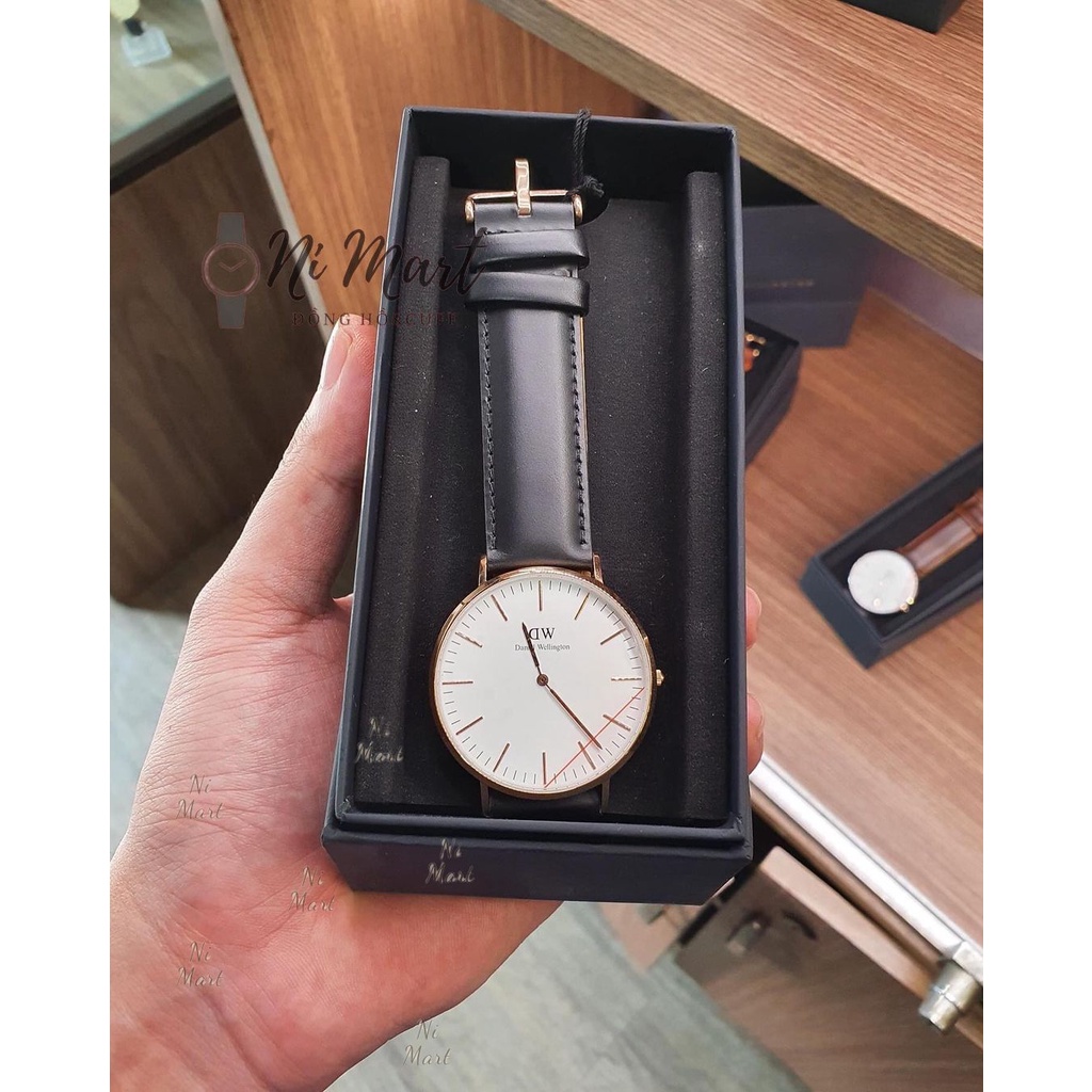 Đồng hồ nam nữ-Đồng hồ DW dây da nâu Britol mặt đen và trắng nhiều size