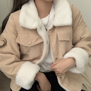 Áo khoác nhung lóp lông ấm áp mùa đông