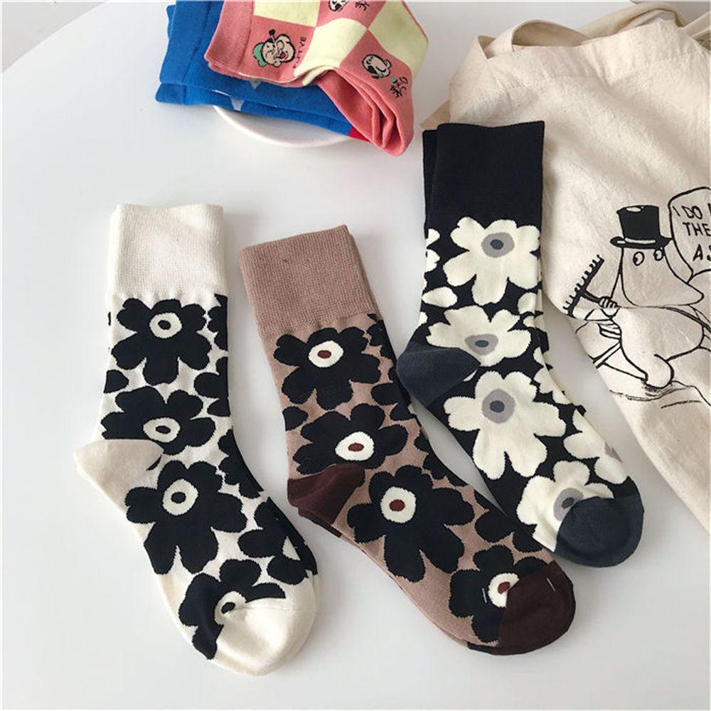 YVE Vớ Cotton Dày Dặn Họa Tiết Hoa Thời Trang Xuân Thu Đông Ấm Áp Cho Bé Gái